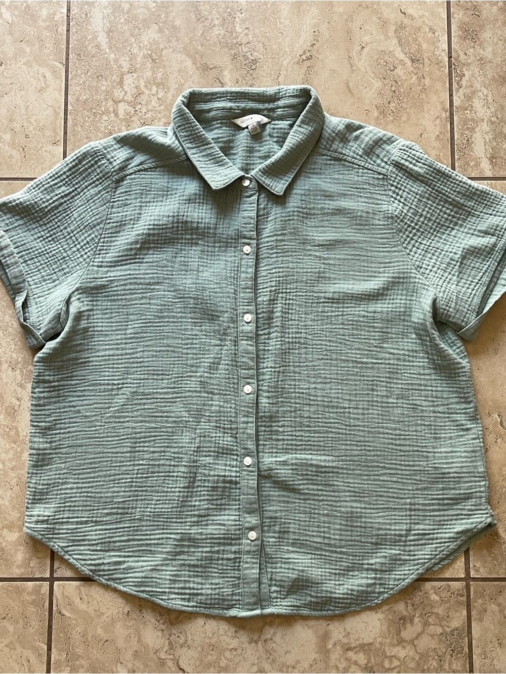 LUCKY BRAND Teal Button-Up Gauze Shirt